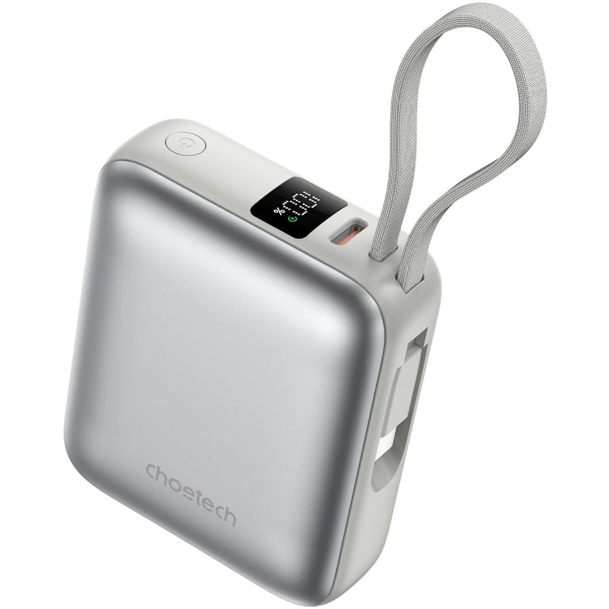 Повербанк Choetech 10000 mAh 35W 3A PD3.0 USB-C In/Out with Buid-In Type-C кабель Grey (B832-GY)