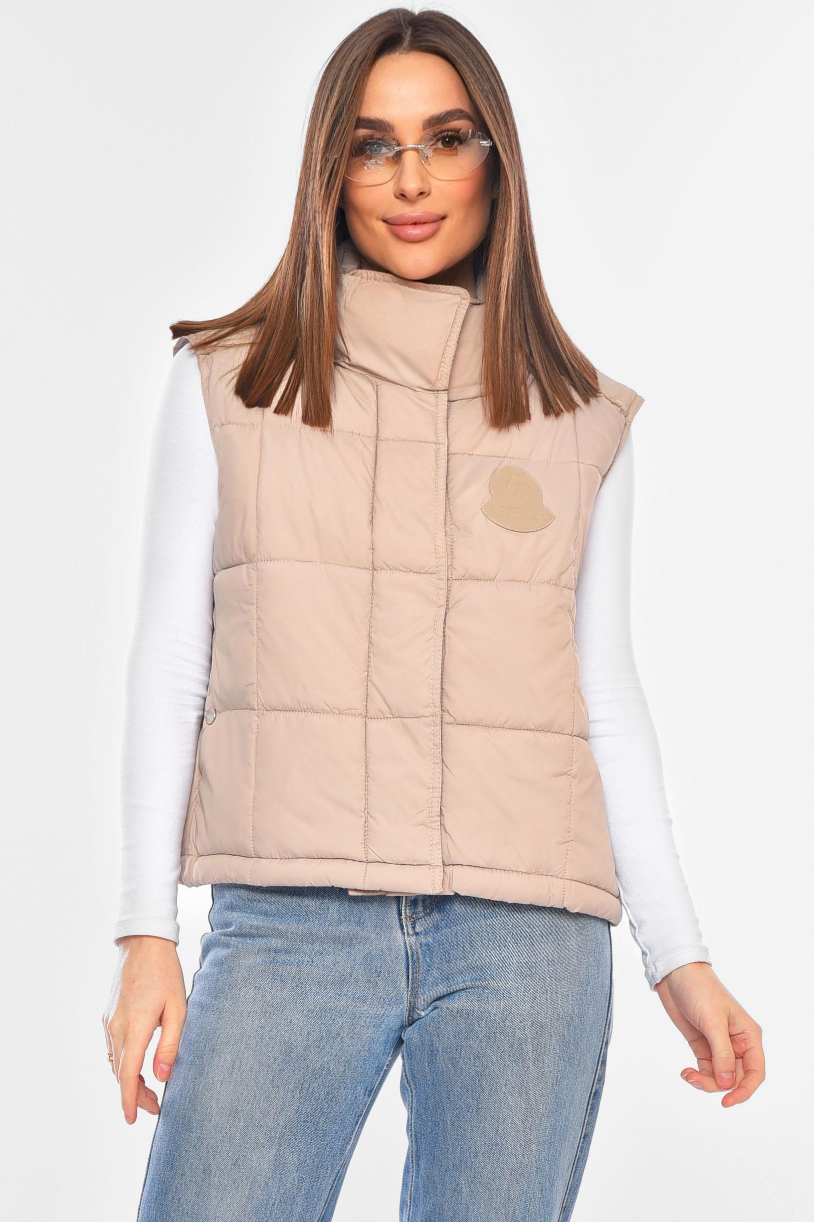 Жилетка жіноча однотонна 200299 L Бежевий