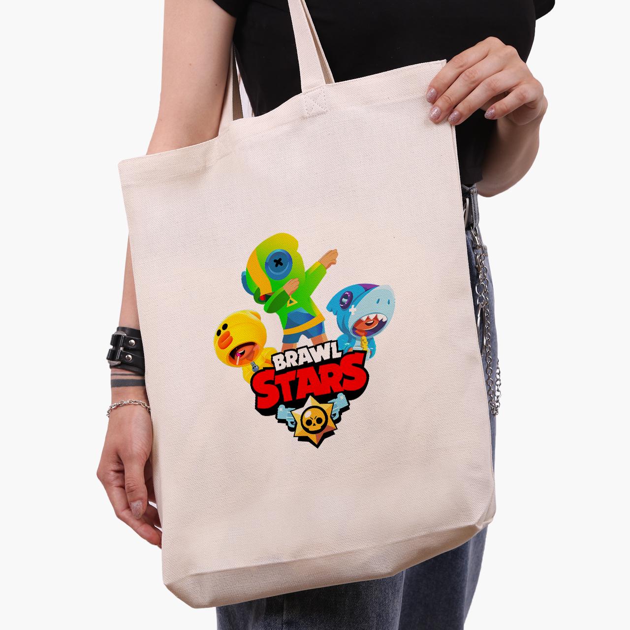 Эко сумка шоппер Leon Brawl Stars 41х39х8 см Бежевы (9227-1703-WTD)