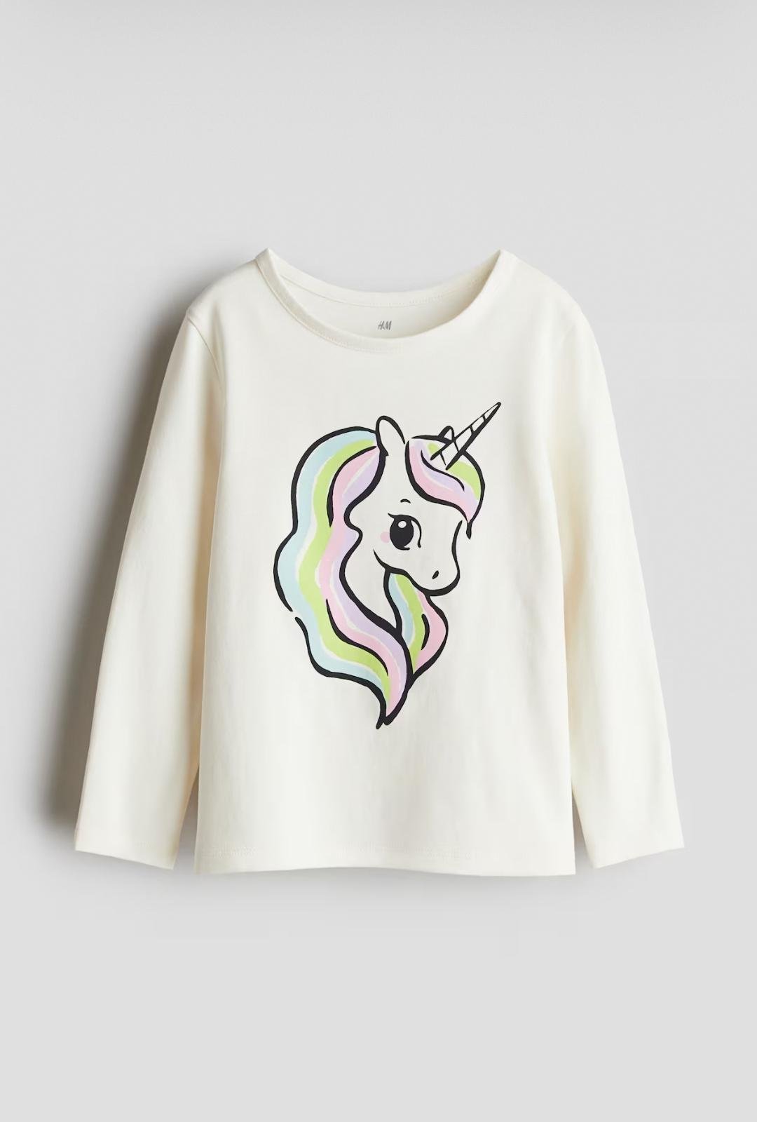 Лонгслив детский для девочки H&M 134-140 см Молочный (25112903D)