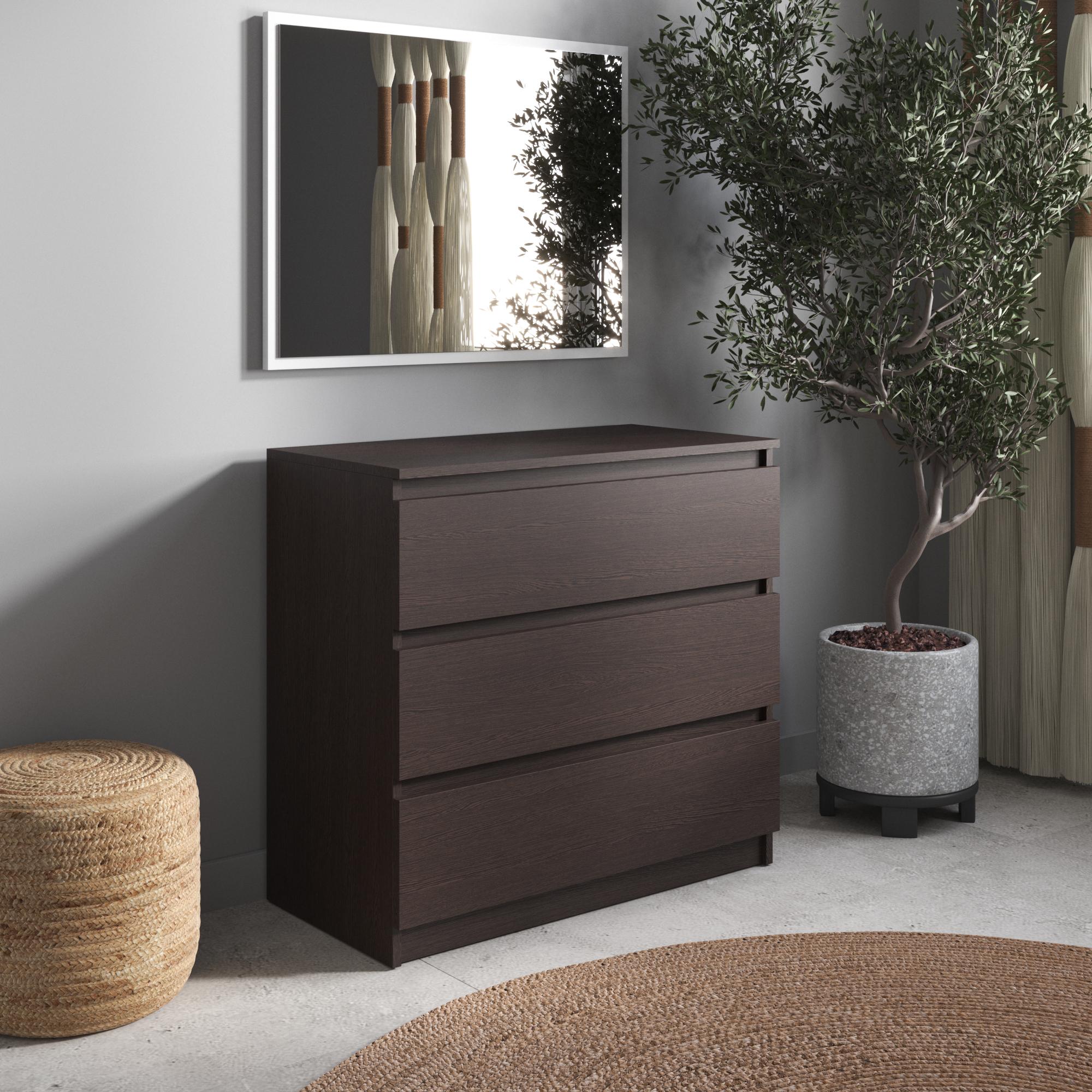 Комод R-3 на 3 выдвижных ящика c фасадами без ручек Венге темный