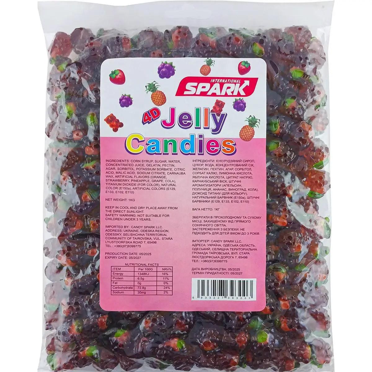 Конфеты желейные Jelly Candies 4D с начинкой Винограда 1 кг (32411071)