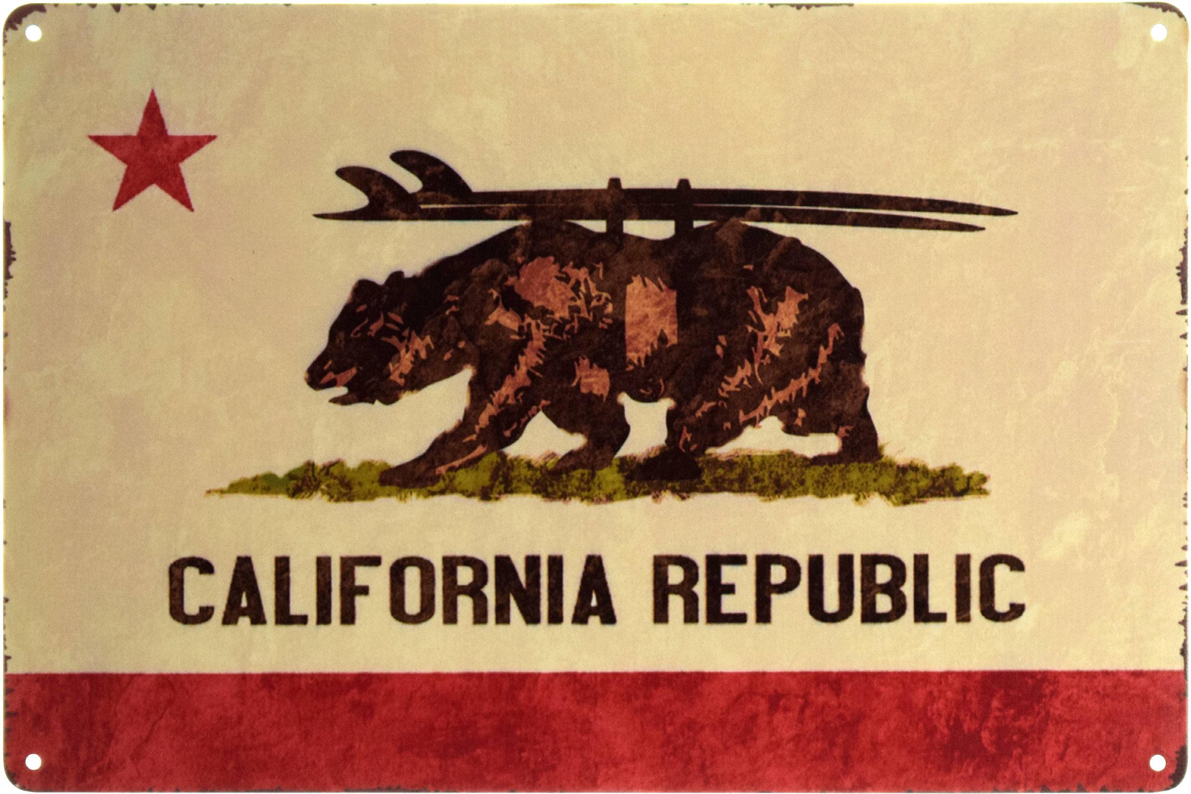 Табличка металлическая Калифорнийская Республика/California Republic 20x30 см