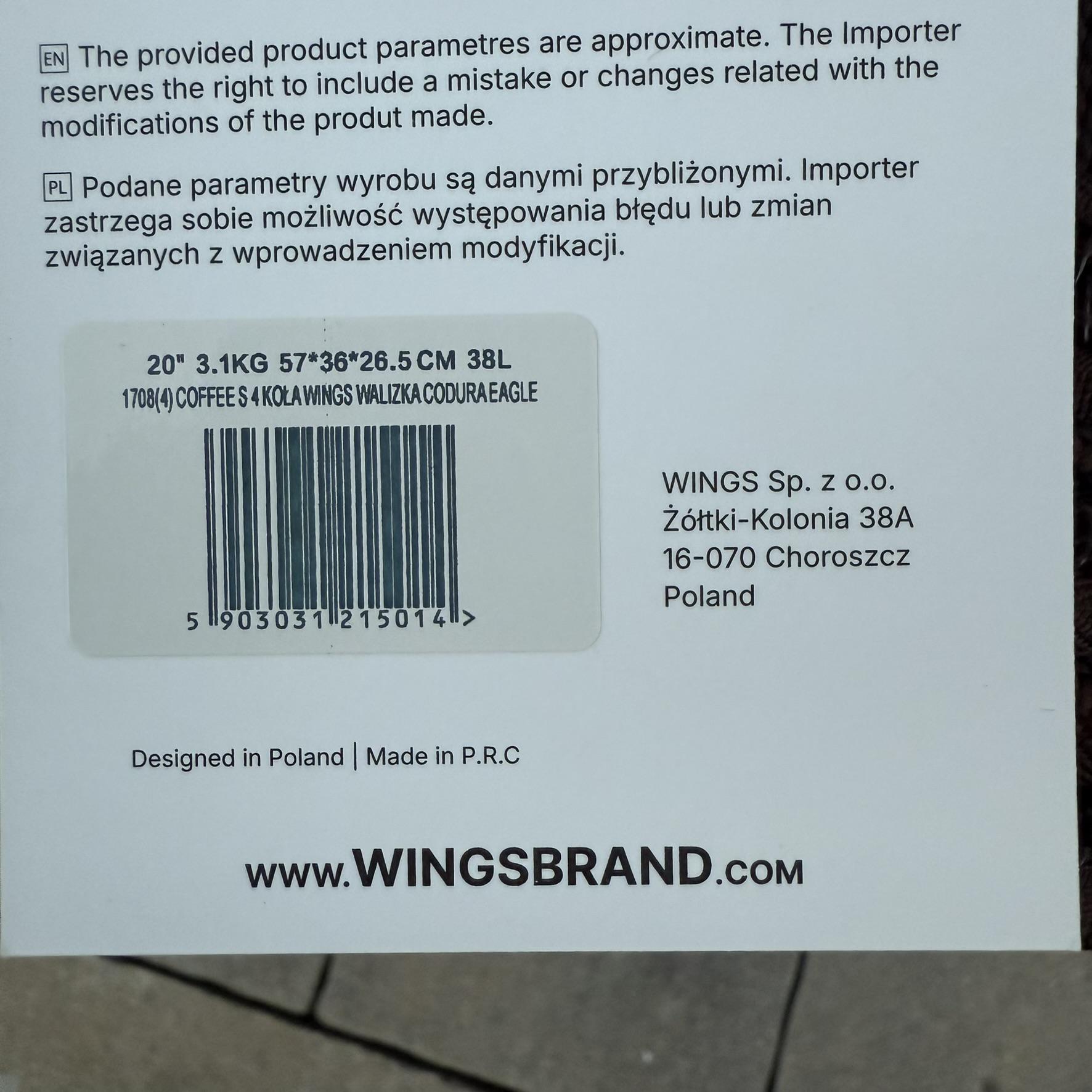 Валіза тканинна на 4 колесах Wings 1708 S Коричневий (30485148) - фото 8