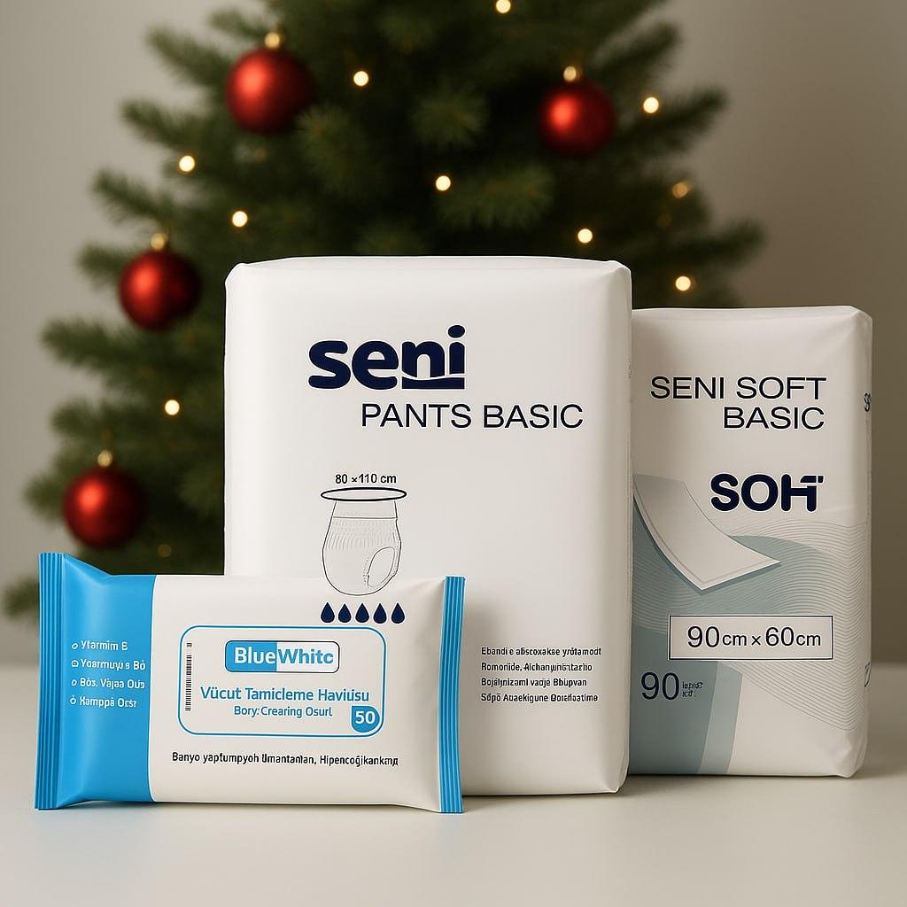 Подгузники-трусики для взрослых Seni L и пеленки Seni/полотенца Blue White (000006729)