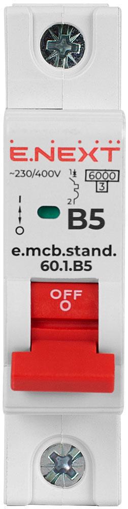 Автоматический выключатель E.NEXT e.mcb.stand.60.1.B5 1р 5А 6кА B (s001105) - фото 2