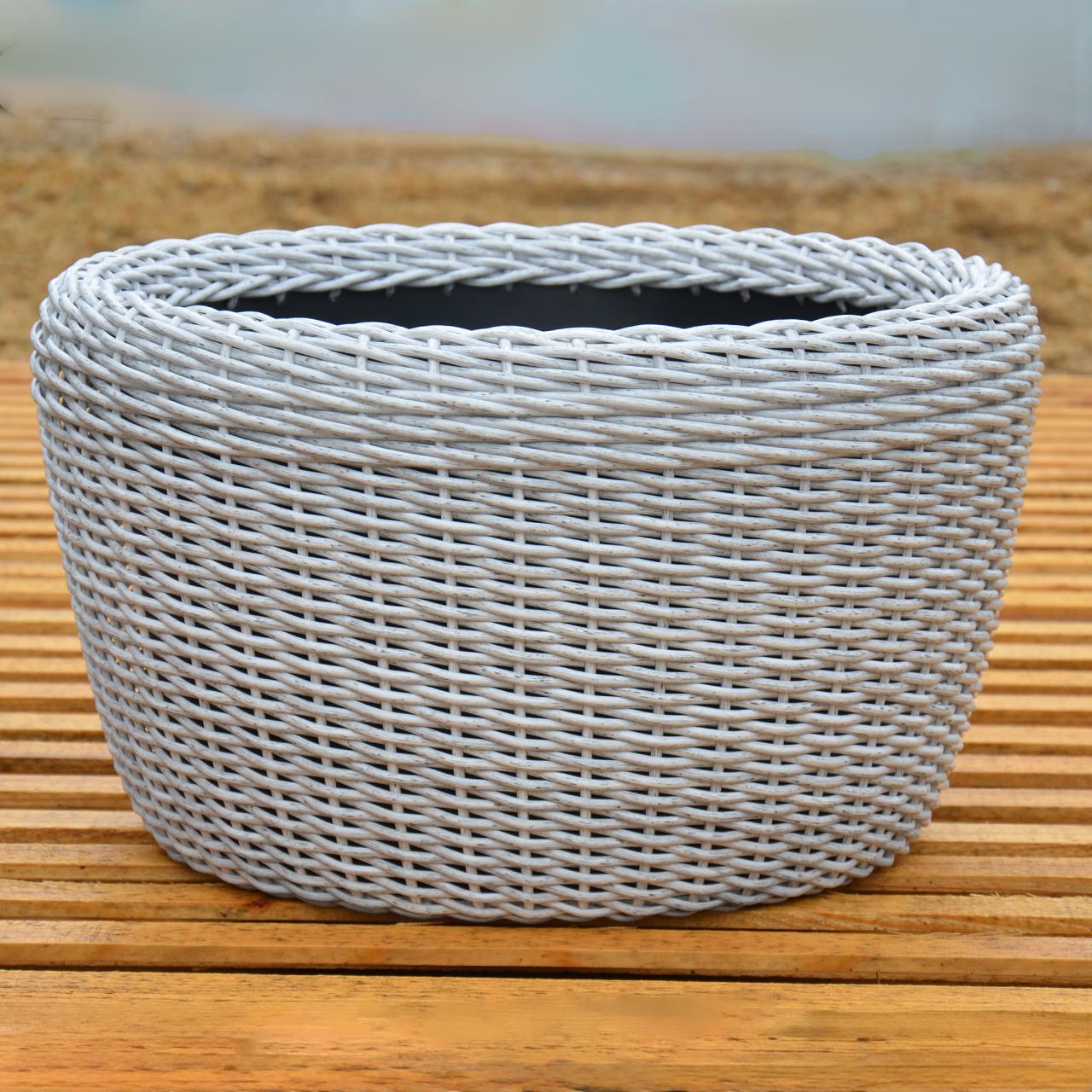 Кашпо велике для рослин та квітів з штучного ротангу/ручної роботи 60 л Біла береза (12343640) - фото 3