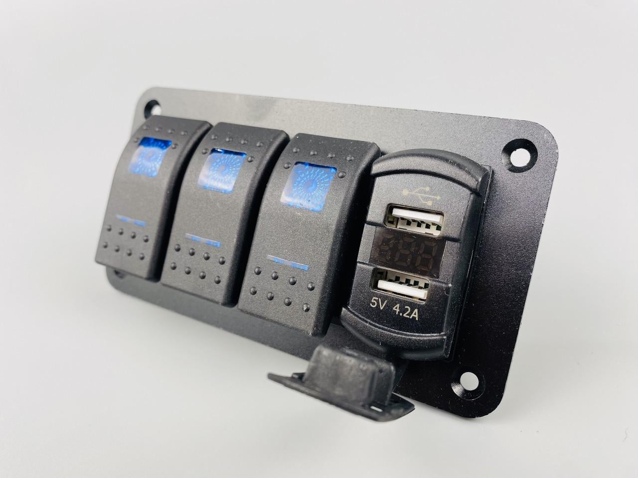 Панели с 3 переключателями/двумя USB-портами и цифровым вольтметром (2442073179)