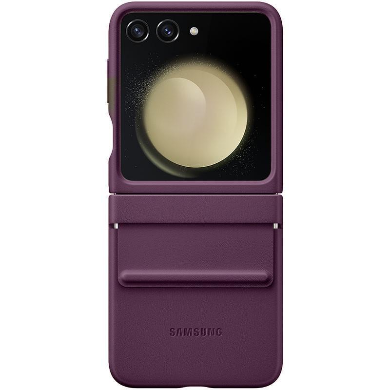Противоударный кожаный чехол Leather Case (AAA) для Samsung Galaxy Z Flip5 Purple