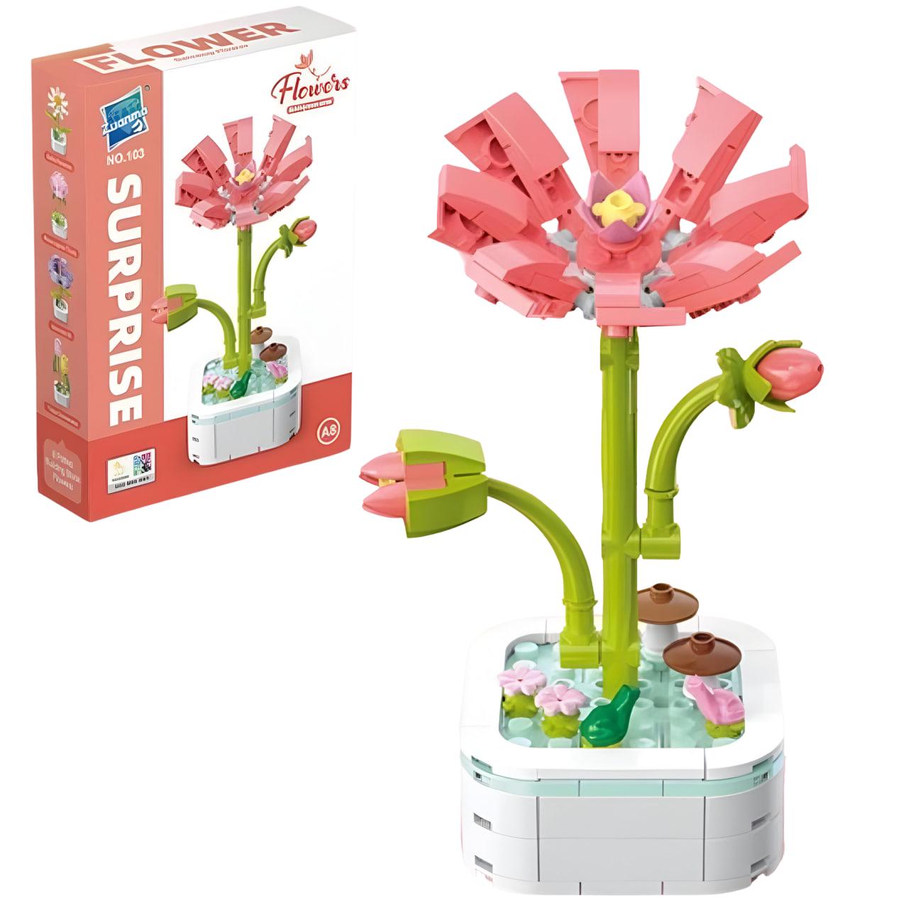 Конструктор детский Flowers Розовый пион на 114 дет. (25-106)