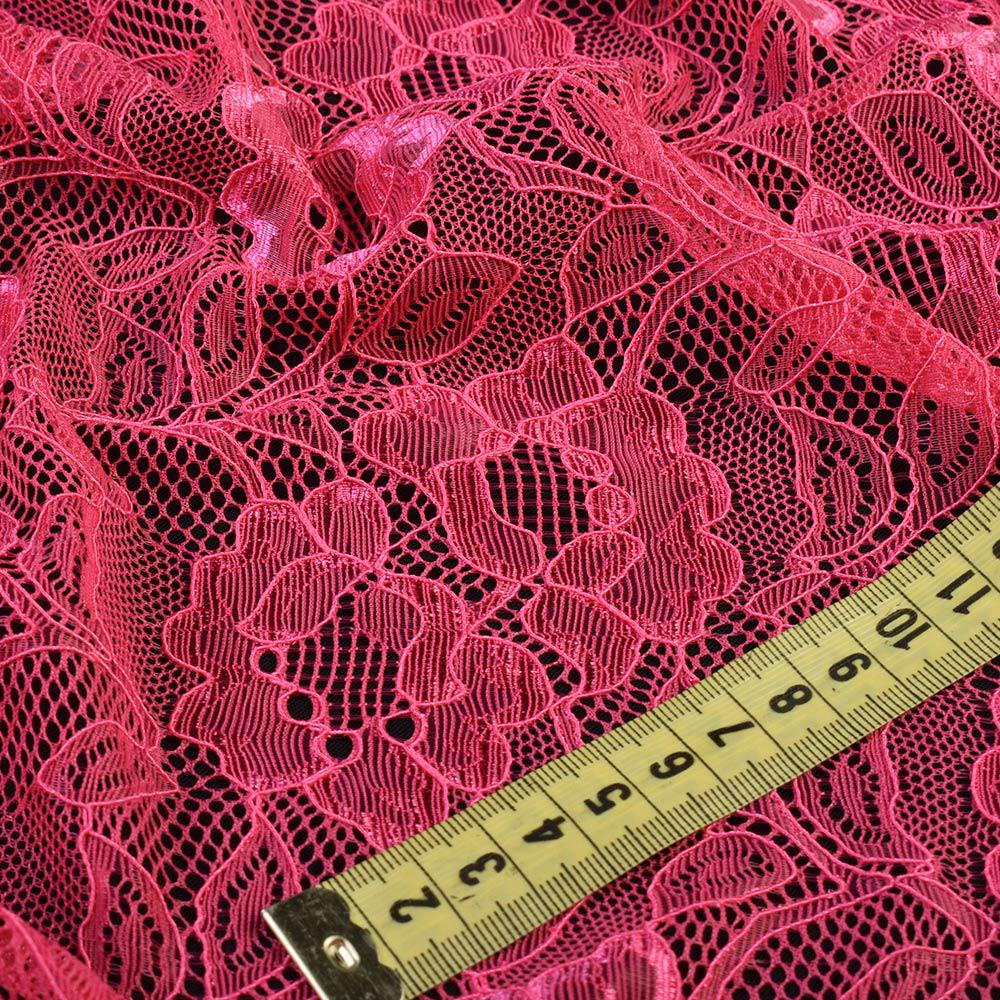Тканина мереживне полотно стрейч квіти на сітці ширина 145 см Рожевий (11135.069) - фото 2 Тканина мереживне полотно стрейч квіти на сітці ширина 145 см Рожевий (11135.069) - фото 2