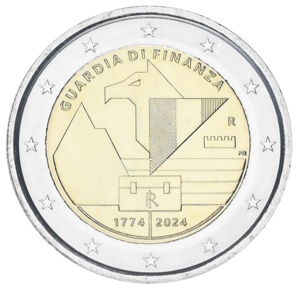 Коллекционная монета Италия 2 евро 2024 Биметалл UNC 250 дает финансовую охрану (М19522)