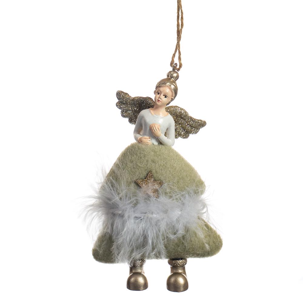 Подвеска новогодняя керамическая на елку Elisey Ангелочек Белый (NH-106-K-226)