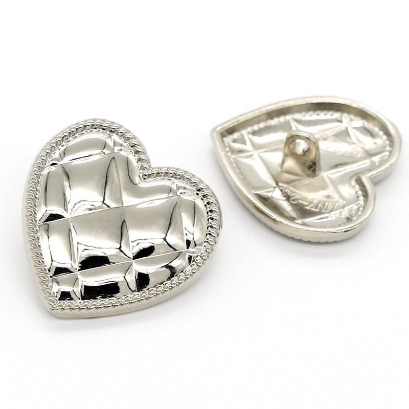 Пуговица Quilted heart LuxFabric на ножке металл 20х20 мм 1 шт. Платина (ПВ2020с01)