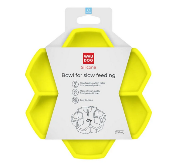Миска для повільного годування Collar WAUDOG Silicone 750 мл Жовтий (Collar23548)