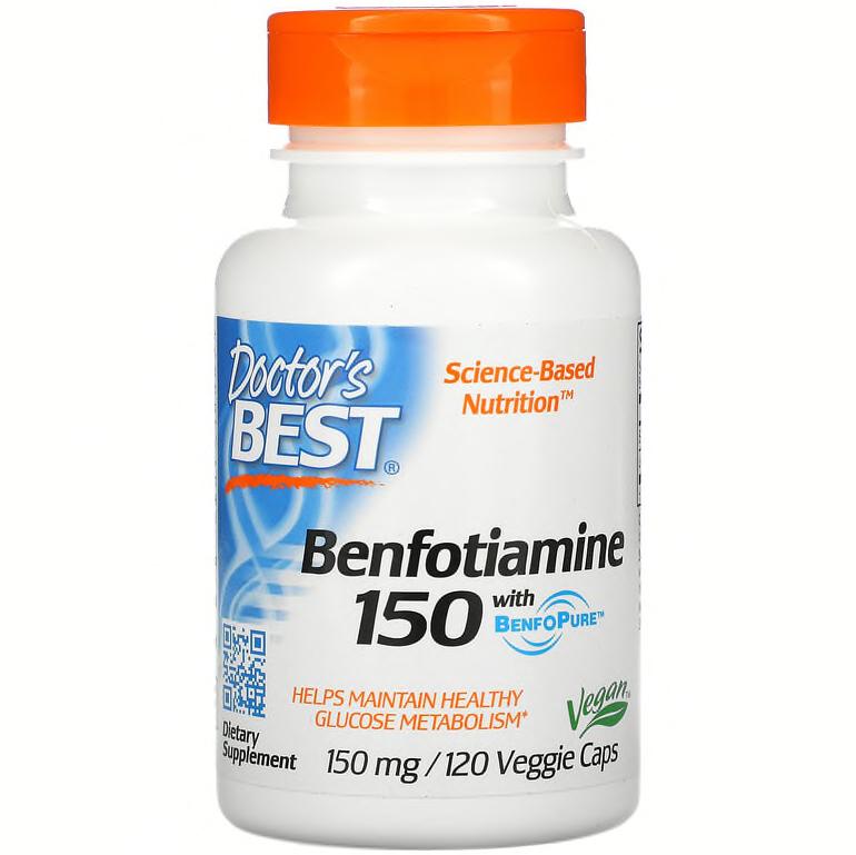 Бенфотиамин Doctor's Best Benfotiamine биодоступная форма витамина В1 с L-лейцином 150 мг 120 капсул (1049042126) - фото 1