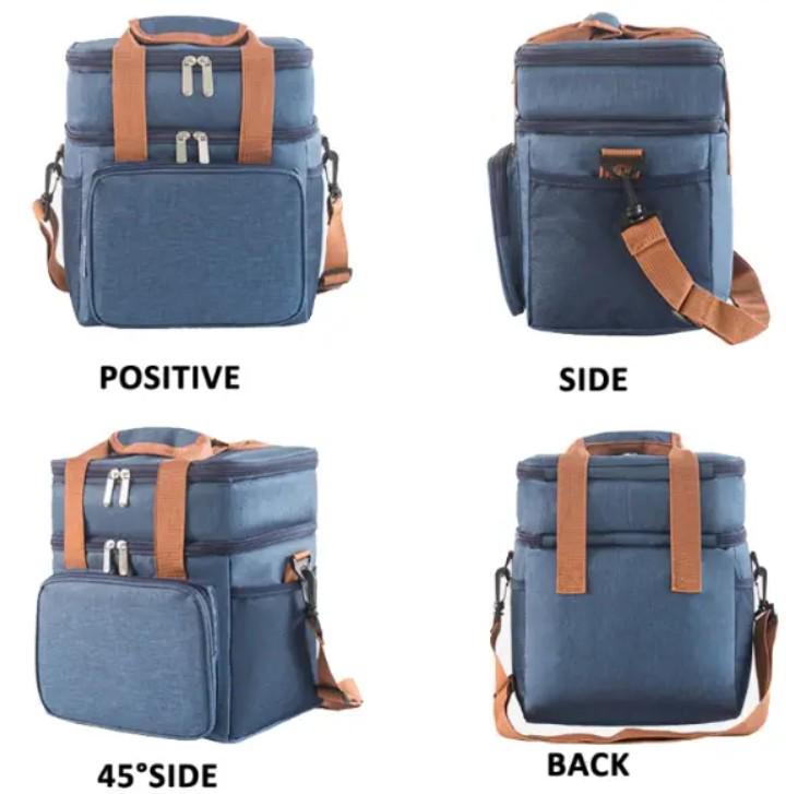 Сумка-холодильник на 2 отделения с ручкой через плечо 26х25х18 см 12 л Синий (172-1) - фото 4 Сумка-холодильник на 2 отделения с ручкой через плечо 26х25х18 см 12 л Синий (172-1) - фото 4