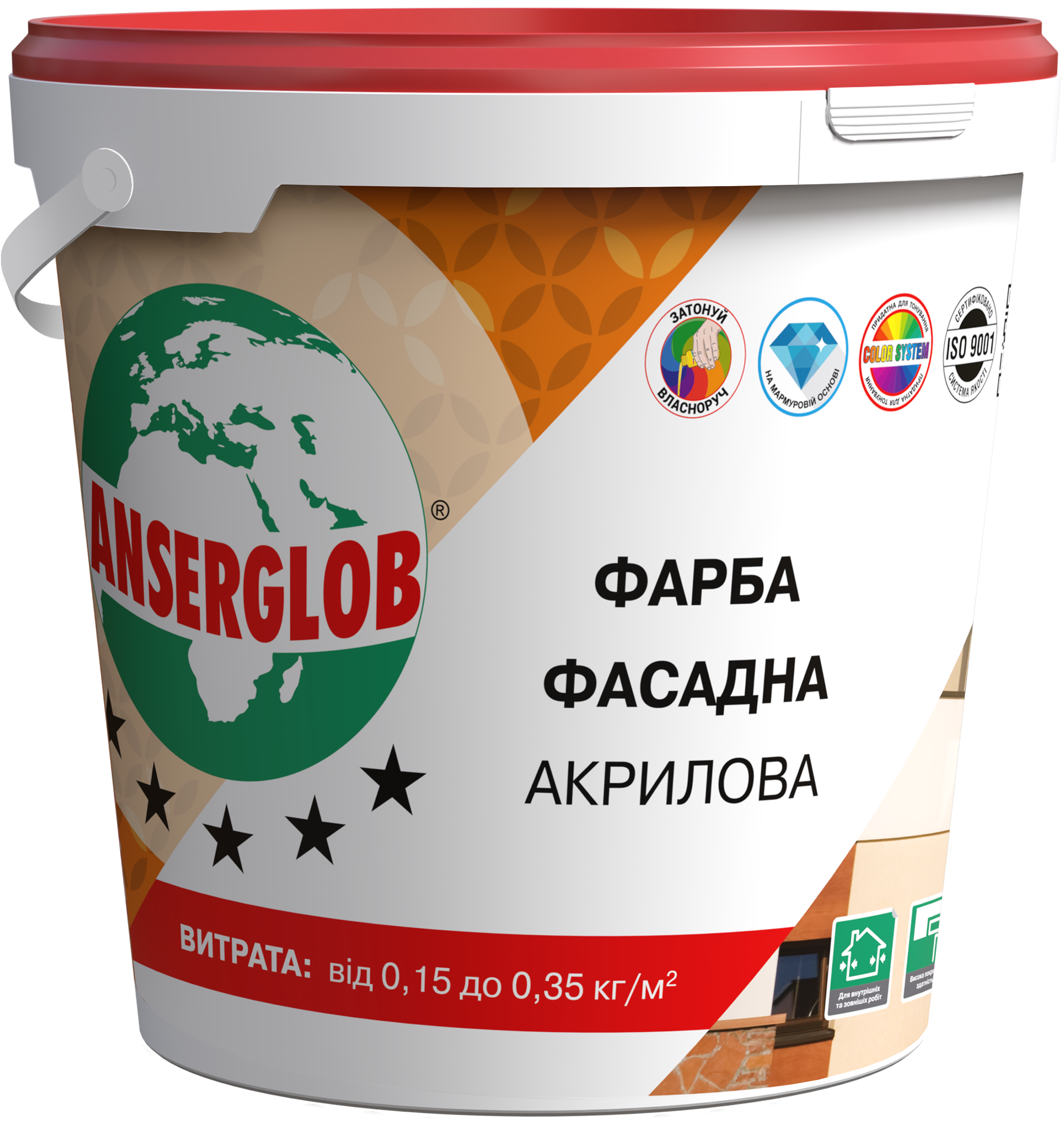 Краска акриловая фасадная Anserglob 28 кг (87744)