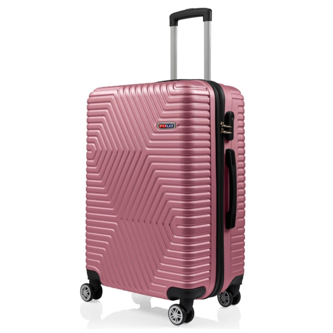 Валіза Polo ПК023-L полікарбонат на 4-х подвійних колесах велика L 120 л Пудровий