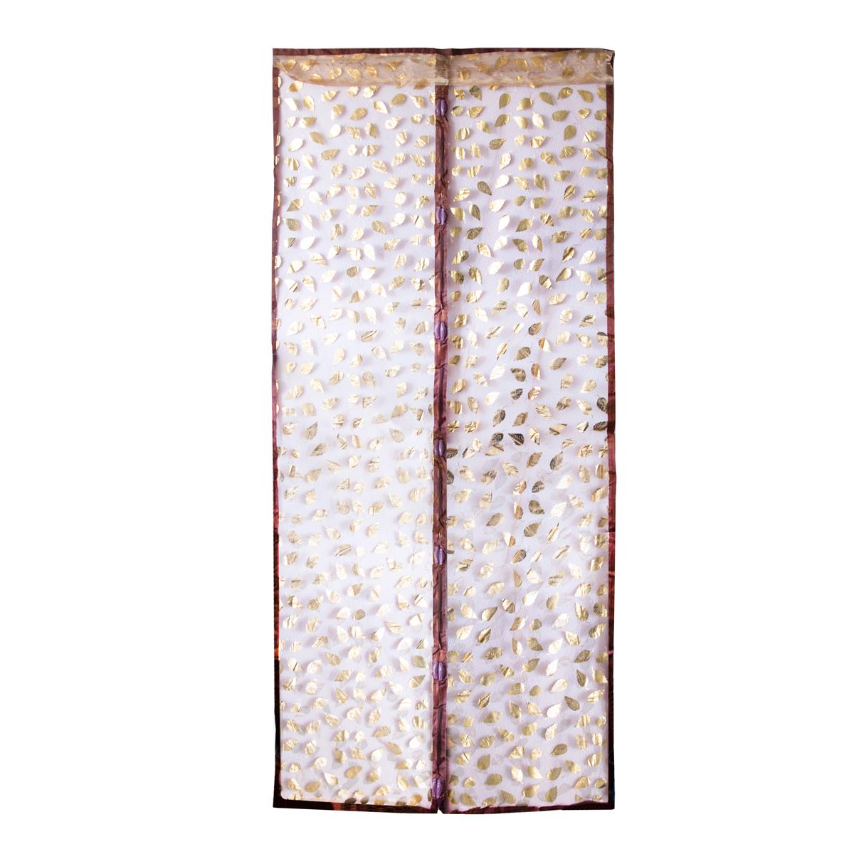 Москитная сетка штора Золотые листья на магнитах 98х210 см Коричневый (1010029-Brown)