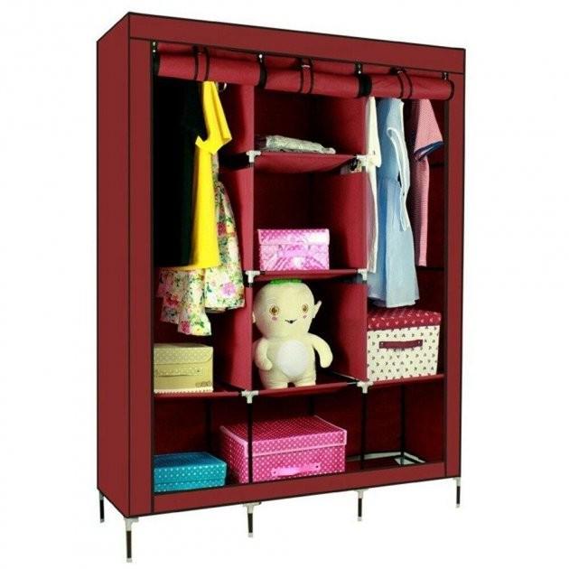 Тканный шкаф складной на 3 секции 130х45х175 см Burgundy (HCX-88130) - фото 3 Тканный шкаф складной на 3 секции 130х45х175 см Burgundy (HCX-88130) - фото 3
