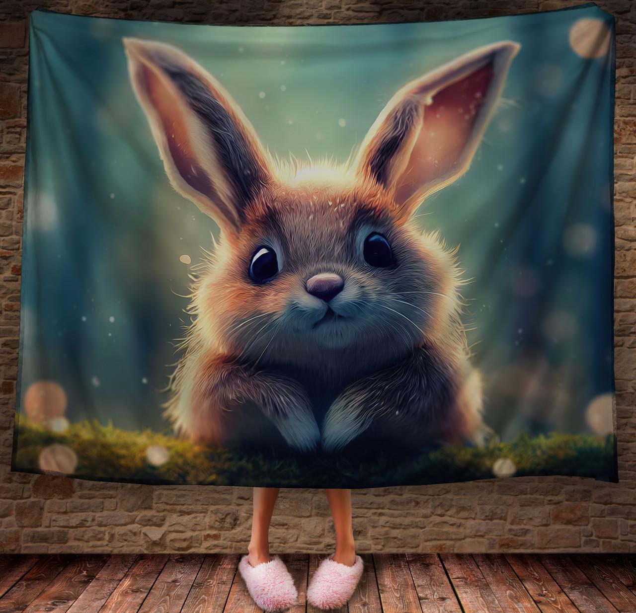 Плед с 3D принтом 35 Кролик в зимнем сказочном лесу 150х200 см (epi_1847)