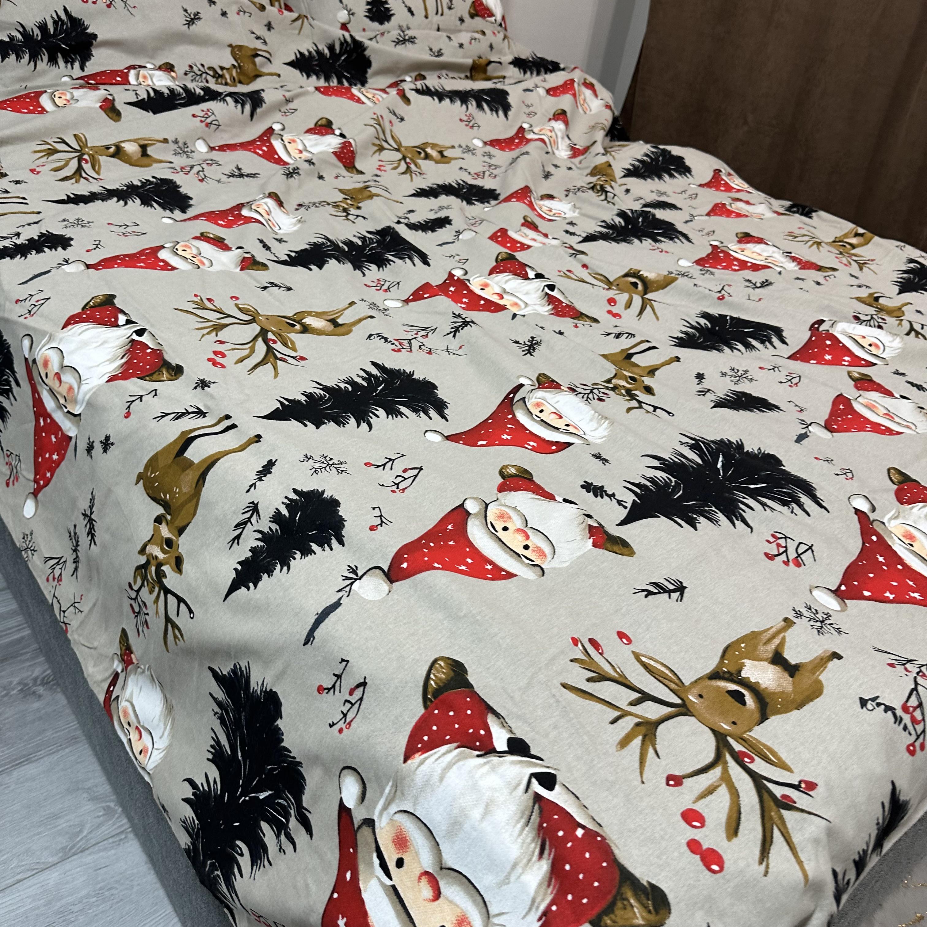 Комплект постільної білизни байкова Зимовий євро Сірий (байка 11-3) - фото 3 Комплект постільної білизни байкова Зимовий євро Сірий (байка 11-3) - фото 3