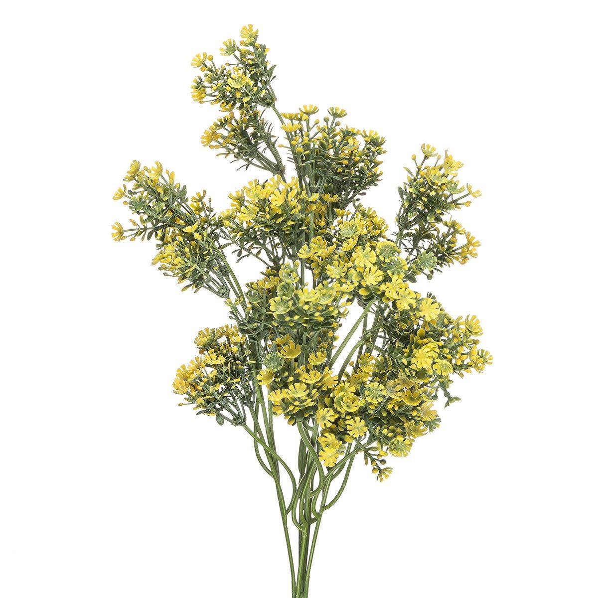 Штучний гіпсофіл букет пластик 30 см Жовтий - фото 1