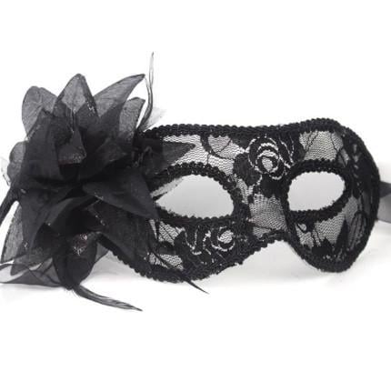 Маска маскарадная с цветком 23х8 см Черный (1526)