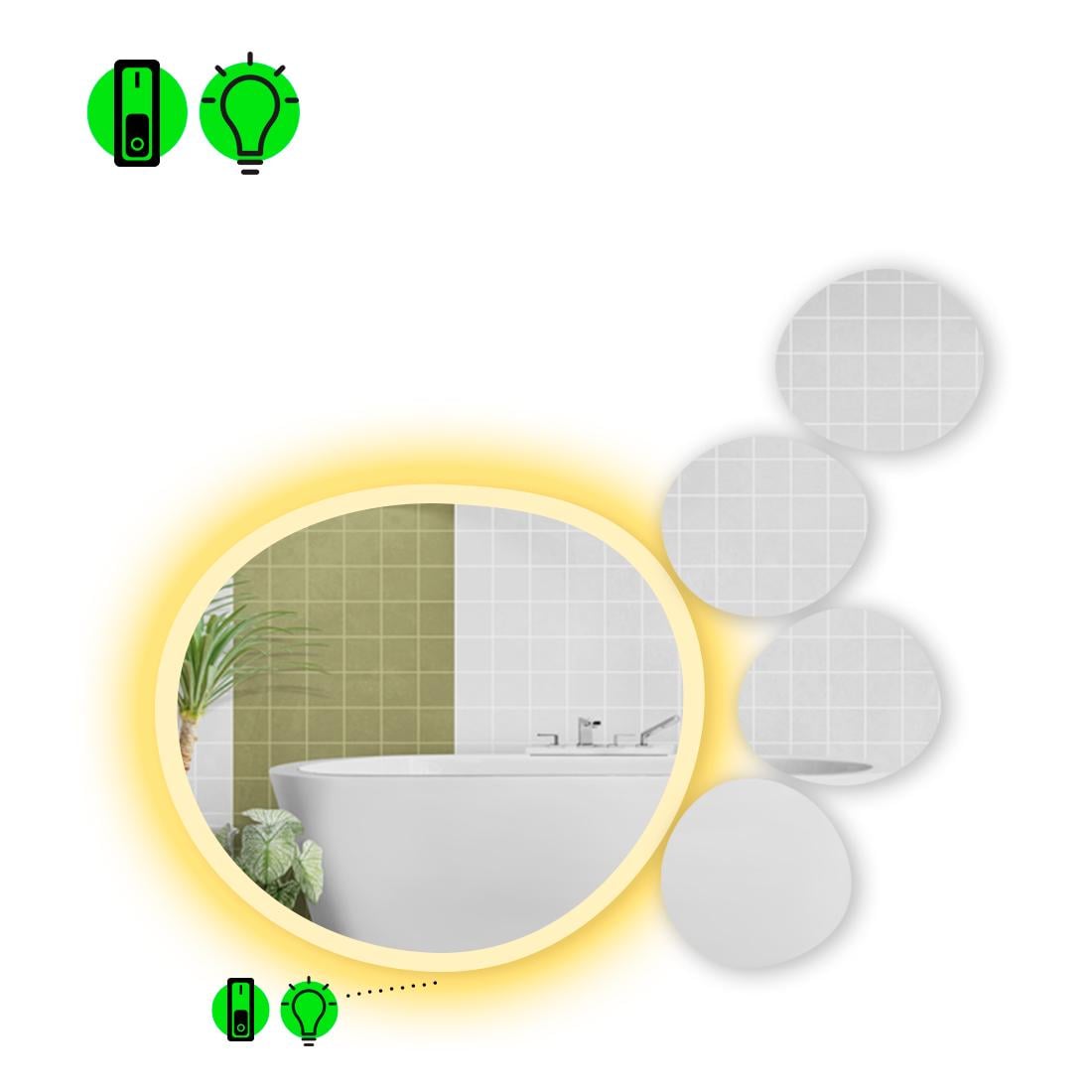 Зеркало с LED подсветкой Acqua 3 с механическим включателем 80x80 см (8737606)