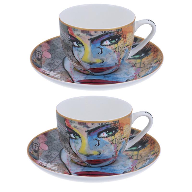 Набор подарочный Carmani 2 чашки с блюдцами h 7 см 250 мл (835-1304)