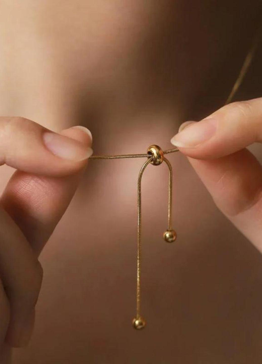 Ланцюжок-краватка жіноча з намистинками регулюється Fashion Jewelry Золотистий (15860) - фото 2 Ланцюжок-краватка жіноча з намистинками регулюється Fashion Jewelry Золотистий (15860) - фото 2