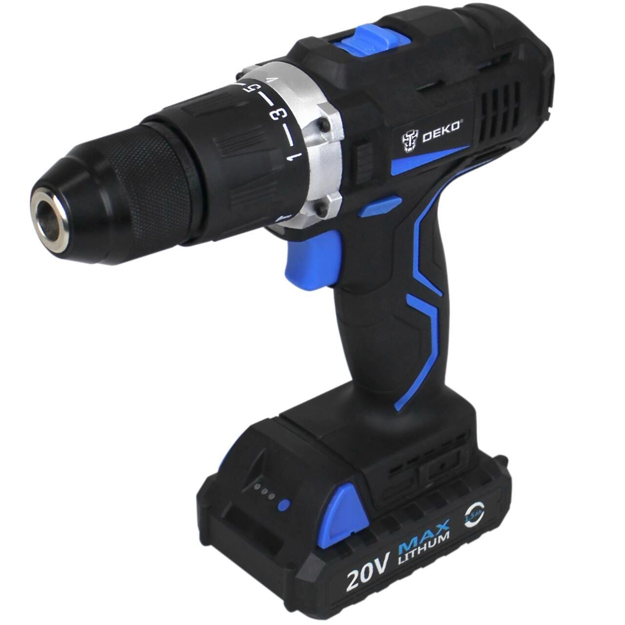 Шуруповерт акумуляторний DEKO 15914 20V Li-ion 1,5 Ah Brush Black/Blue (32709093)