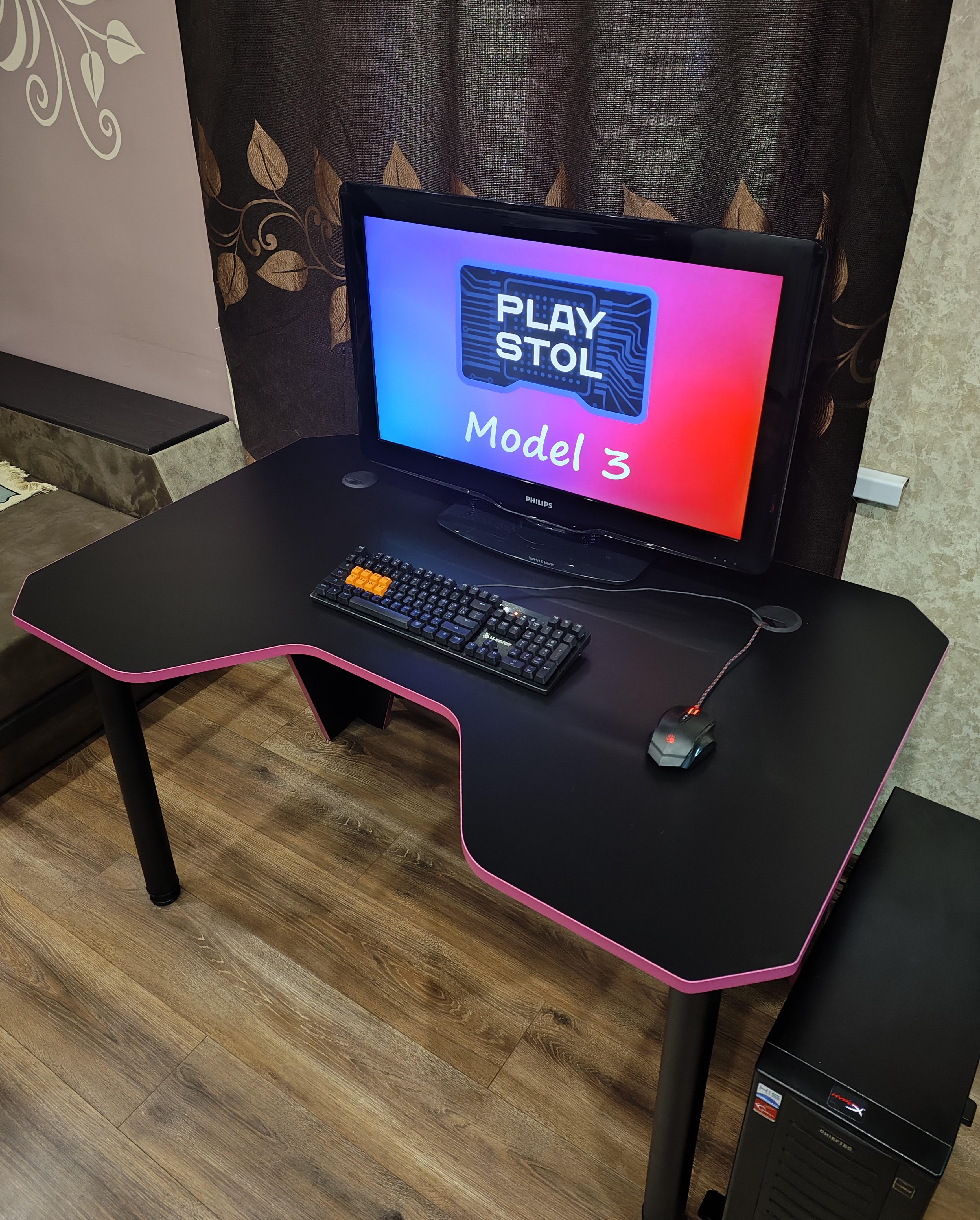 Компьютерный стол геймерский PlayStol Model 1300х800х730 мм Черный Компьютерный стол геймерский PlayStol Model 1300х800х730 мм Черный