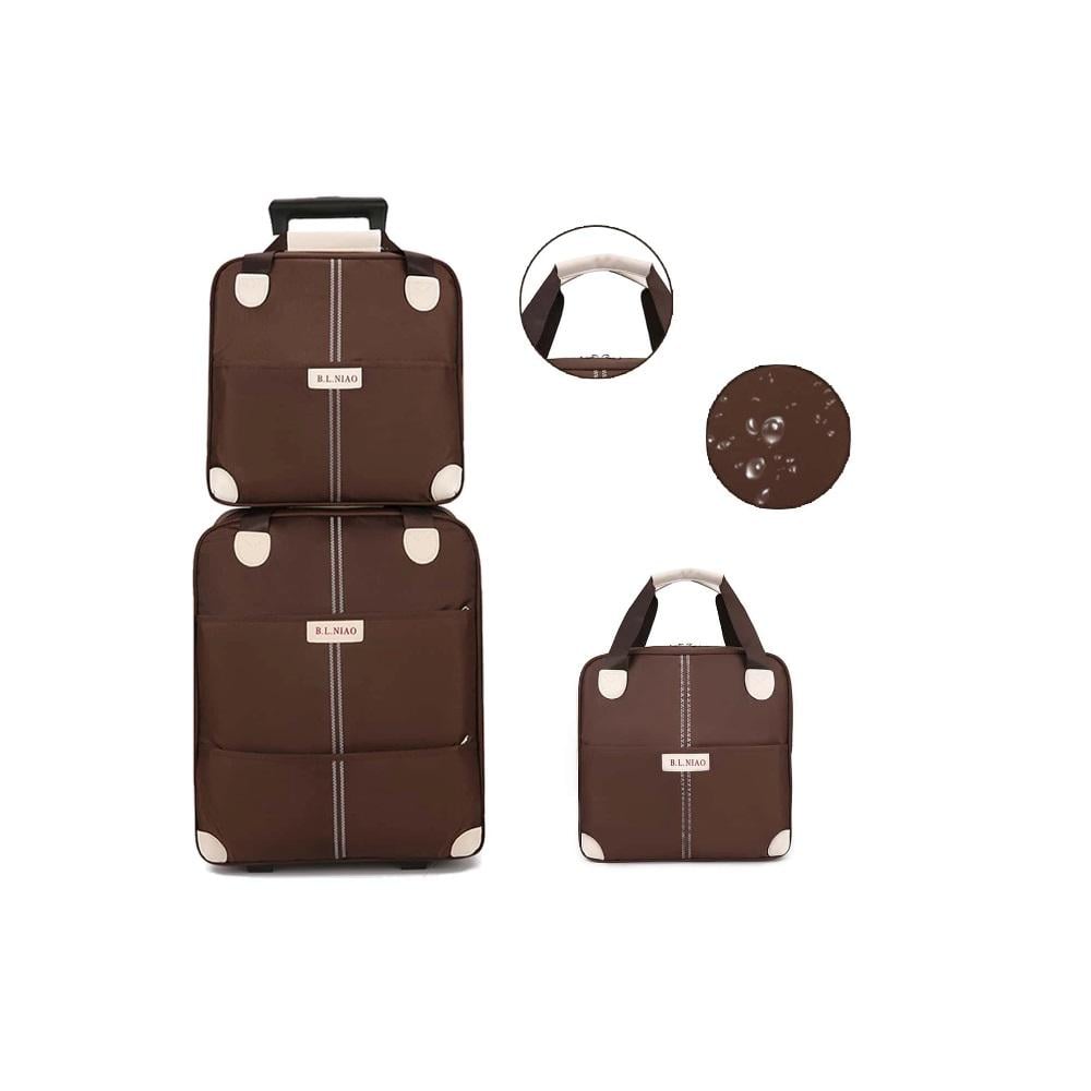 Дорожня сумка-валіза текстиль HOME R95587-BR 38х43 см/31,5х34 см 2 шт. Коричневий (2200000344939) - фото 2 Дорожня сумка-валіза текстиль HOME R95587-BR 38х43 см/31,5х34 см 2 шт. Коричневий (2200000344939) - фото 2