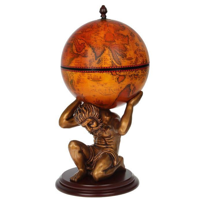 Глобус бар напольный Brigant Мир в руках Атланта сфера 40,5 см Коричневый (42016R)