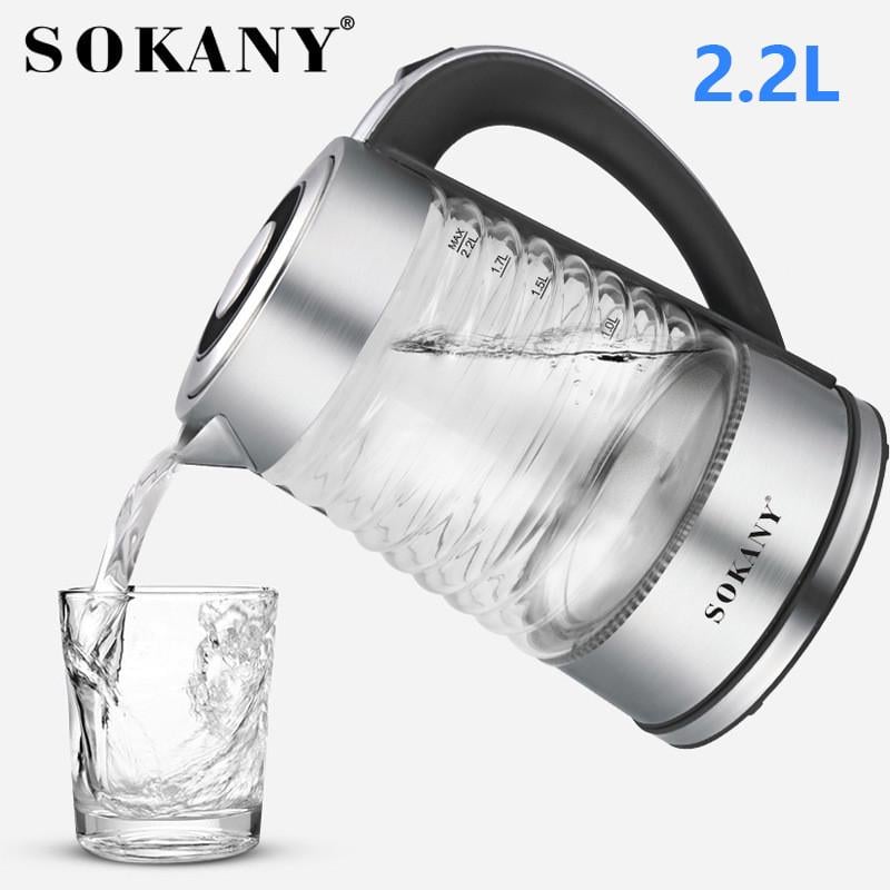 Электрочайник Sokany SK-1027 стеклянный с подсветкой 2,2 л 2000 Вт - фото 2