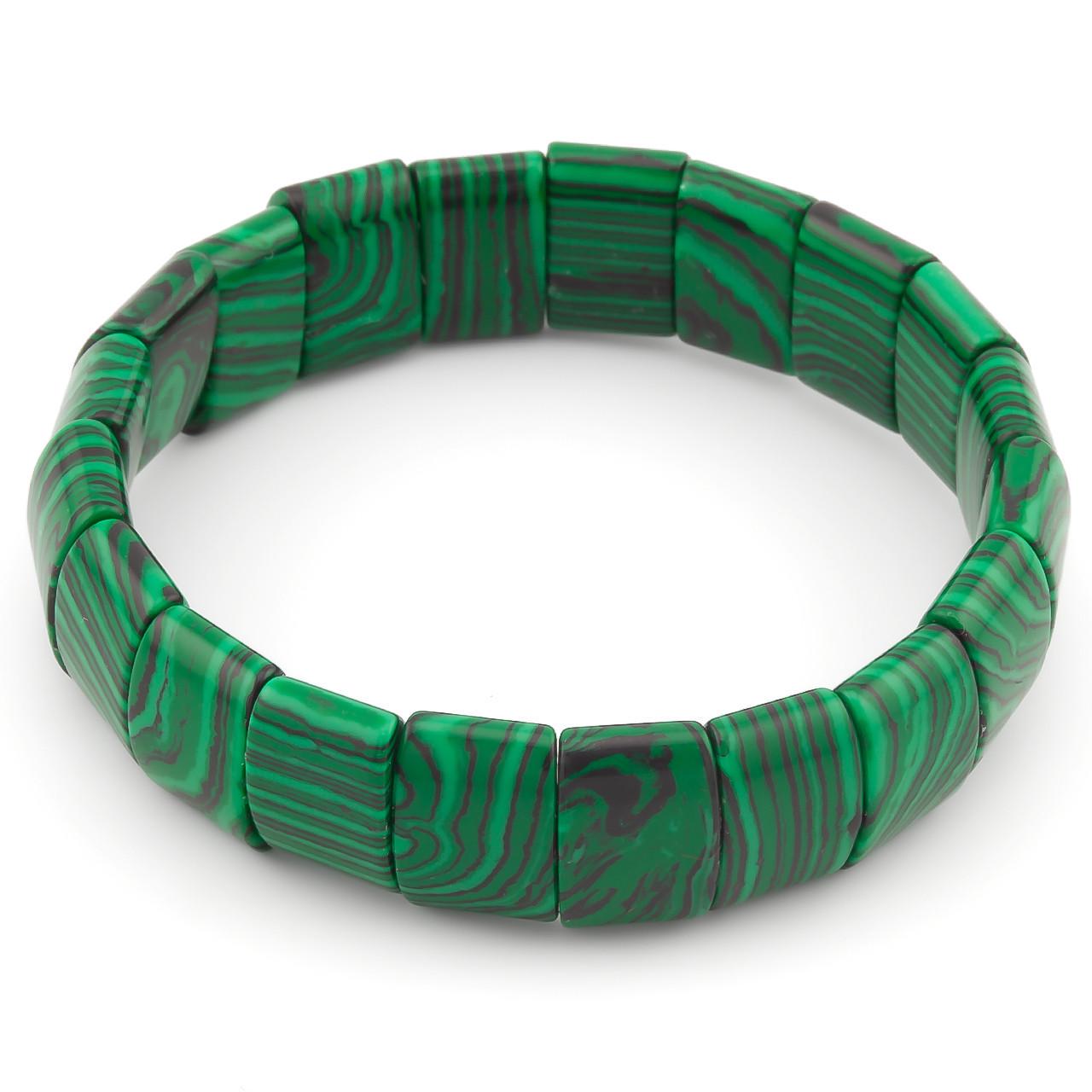 Браслет прямоугольное звено Малахит 15х10х6 мм 20 см 1 шт. (НК1521б25)