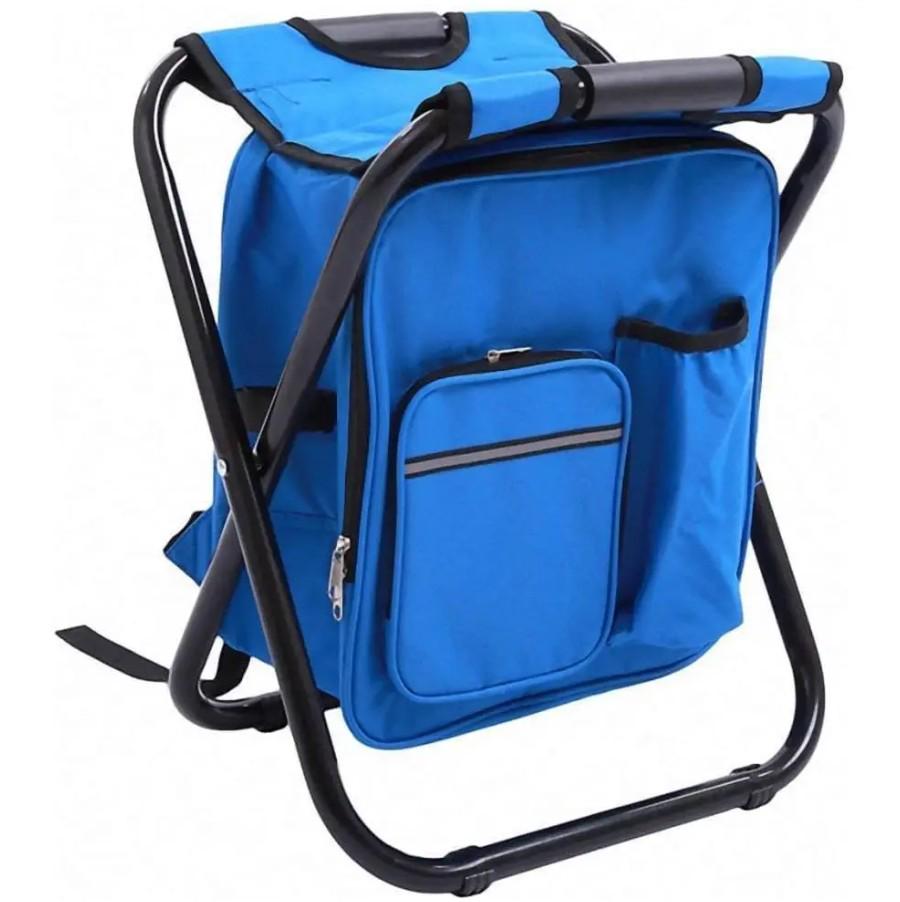 Туристический табурет-рюкзак складной 3в1 с термосумкой водоотталкивающий 50х36х30 см Синий (26622363)