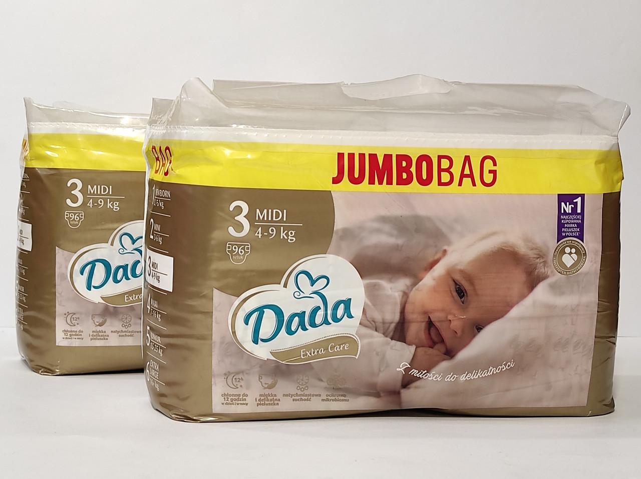 Підгузки дитячі Dada Extra Care MIDI Bag р. 3 Junior 4-9 кг. 192 шт. (1608941069)