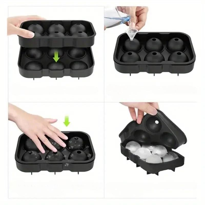 Форма для льда силиконовая Шары на 6 ячеек с лейкой 18х12х4,5 см Черный (D-0155) - фото 6 Форма для льда силиконовая Шары на 6 ячеек с лейкой 18х12х4,5 см Черный (D-0155) - фото 6