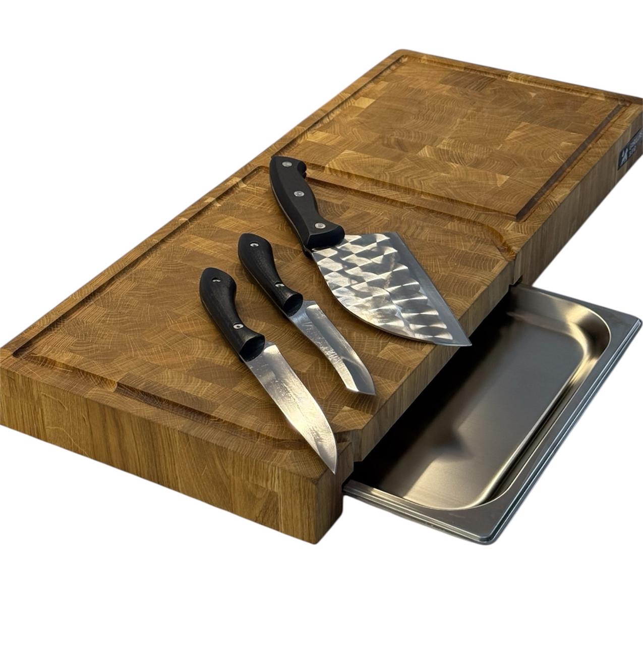 Набор кухонный Gorillas BBQ двойная торцевая доска с гастроемкостью и набором из 3-х ножей (DS64)