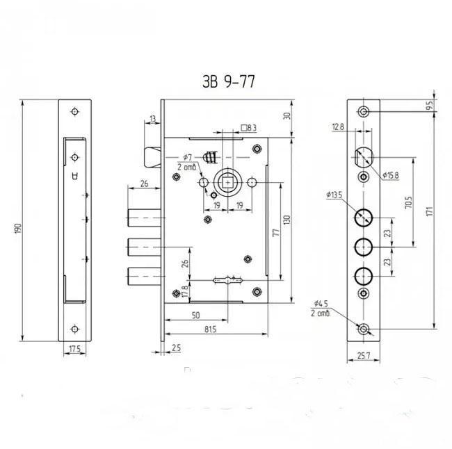 Замок врізний Аріко ЗВ9 сувальдний - фото 3