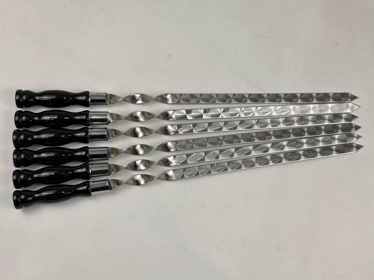 Набор шампуров для люля-кебаба из нержавеющей стали 6 шт. Черный (21-10-SH-3137) - фото 2 Набор шампуров для люля-кебаба из нержавеющей стали 6 шт. Черный (21-10-SH-3137) - фото 2