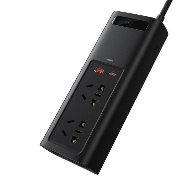 Інвертор автомобільний Baseus 150 W з 2-ма розетками 220 V + USB + Type-C (124058) - фото 4