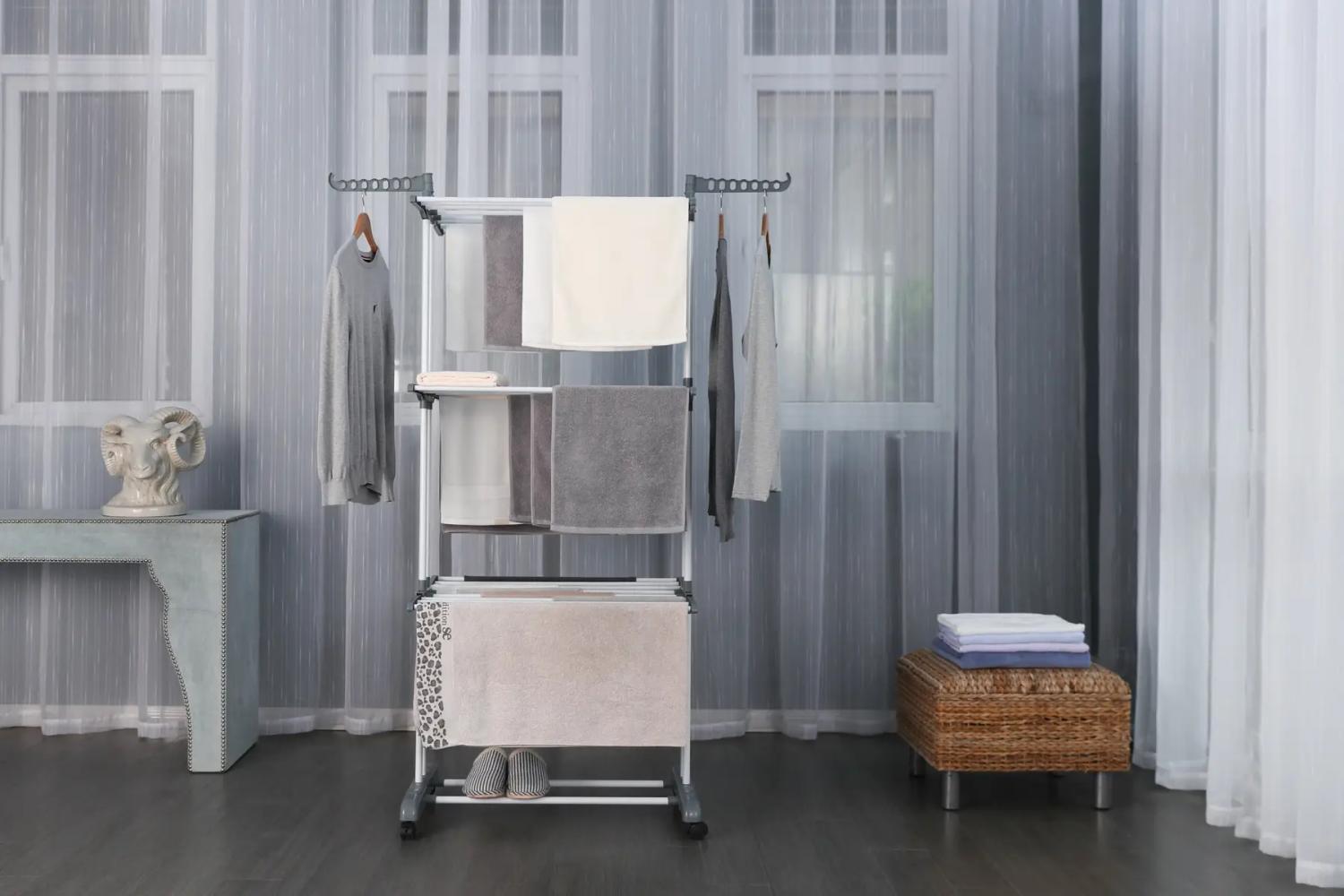 Сушилка для одежды многоярусная Bonro B07 раскладная на колесиках Серый (124-76-42400230) - фото 12 Сушилка для одежды многоярусная Bonro B07 раскладная на колесиках Серый (124-76-42400230) - фото 12