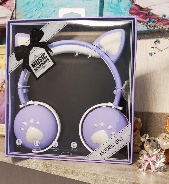 Навушники бездротові дитячі CAT ВК-1 LED Світло-фіолетовий (26389245) - фото 2 Навушники бездротові дитячі CAT ВК-1 LED Світло-фіолетовий (26389245) - фото 2