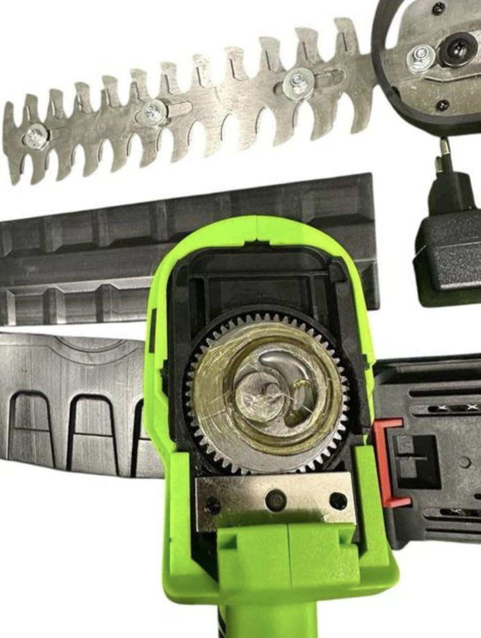 Кусторез-ножницы аккумуляторные KRAFFTEC Germany 2в1 с двумя насадками Зеленый (30586956) - фото 4