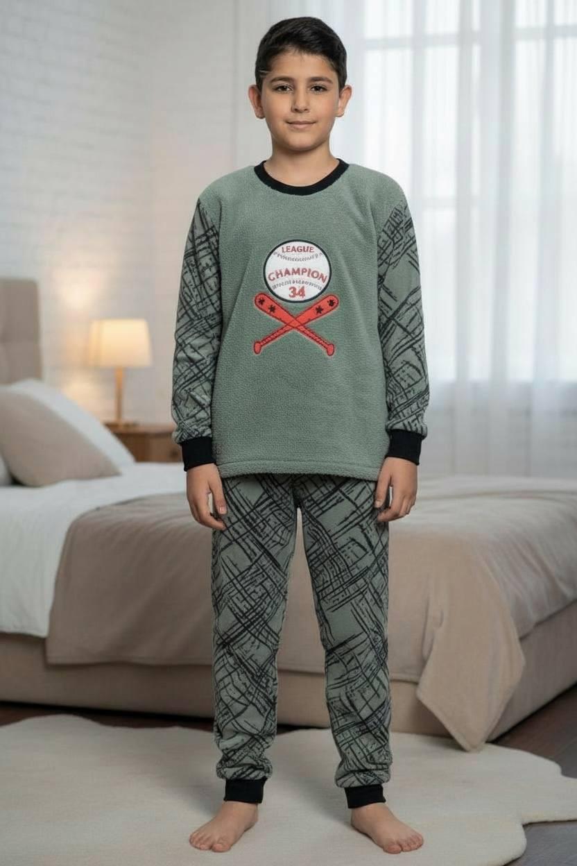 Пижама для мальчика теплая на полар-флисе Mini Moon Баскетбол 134 см Оливковый (6613) Пижама для мальчика теплая на полар-флисе Mini Moon Баскетбол 134 см Оливковый (6613)