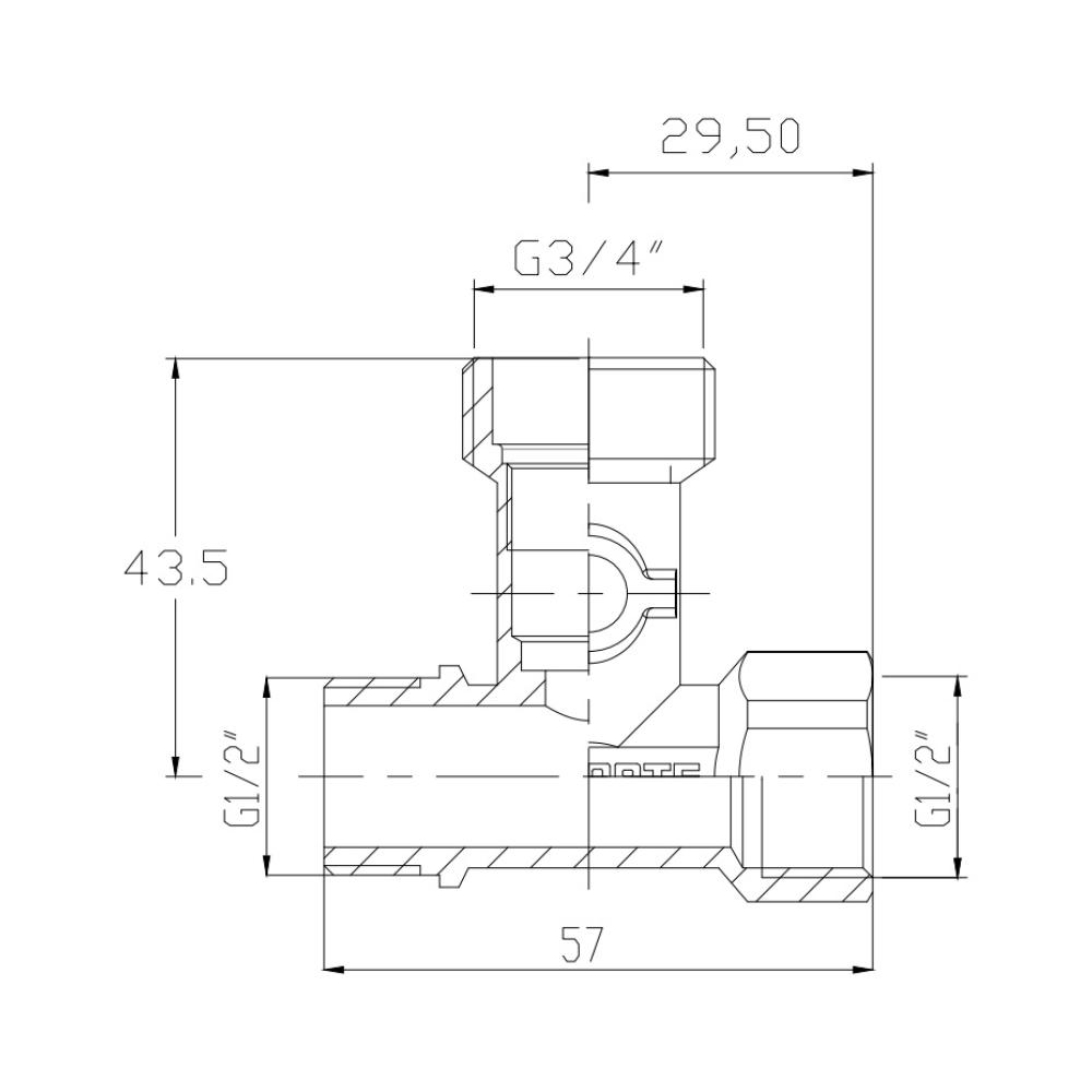 Кран приладовий кульовий SD Forte SF186W152015 1/2"х3/4"х1/2" (SD00009371) - фото 2 Кран приладовий кульовий SD Forte SF186W152015 1/2"х3/4"х1/2" (SD00009371) - фото 2